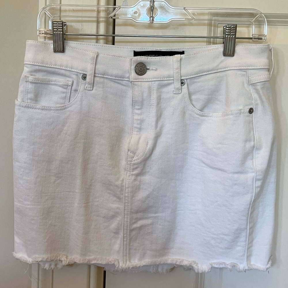 Express White Jean Mini Skirt